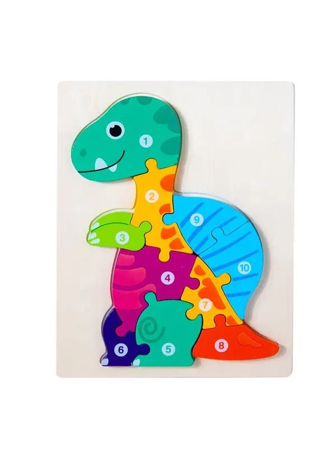 4 Piece Set Wooden Dinosaur Puzzle Toys 6 Designs Educational Gift - Image 5